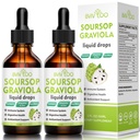 2 balenia Soursop Graviola Liquid Drops - 2000mg Pure Soursop Extract Blend with 300mg Sea Moss & 100mg Elderberry - Výkonná podpora buniek, Antioxidant-Rich, Immune-Boosting - 4 Fl Oz (120ml) Fľaša