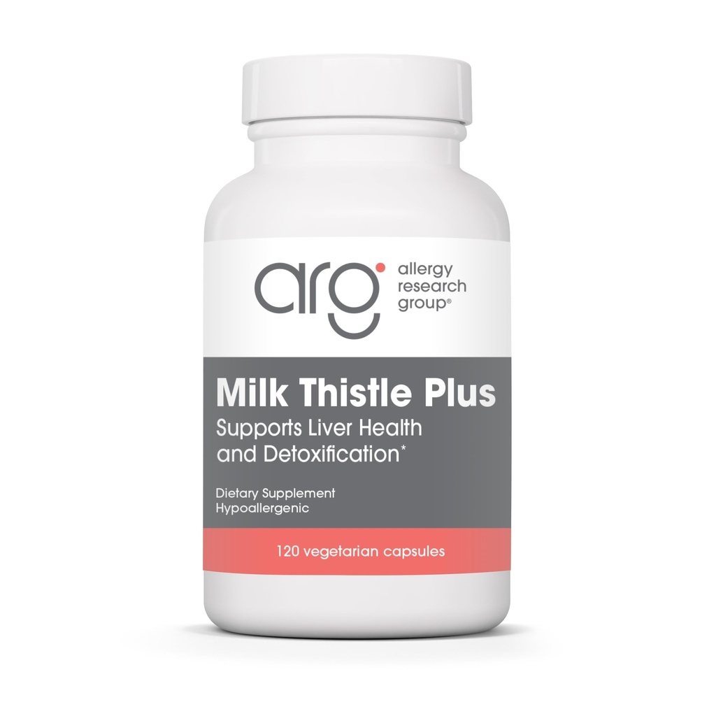 Alergy Research Group Milk Thitle Plus Supplement - Podpora zdravia pečene, Milk Thitle, Púpava, Detox, Čistenie, Vegetariánske kapsule - 120 Počet