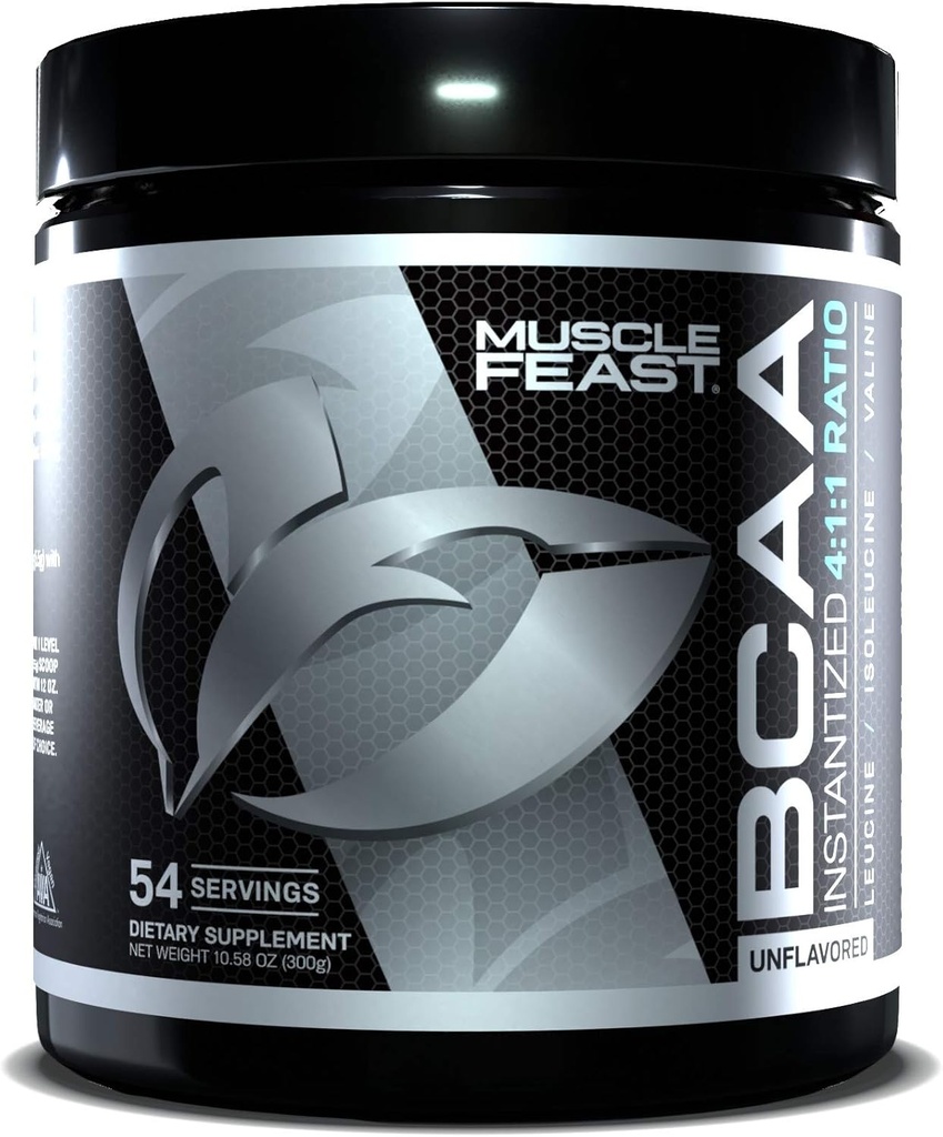 Svalový sviatok Vegan BCAA Powder 4:1:1 Ratio Keto Friendly Sugar Free Post Cvičenie zotavenie, Unflavred, 300g...