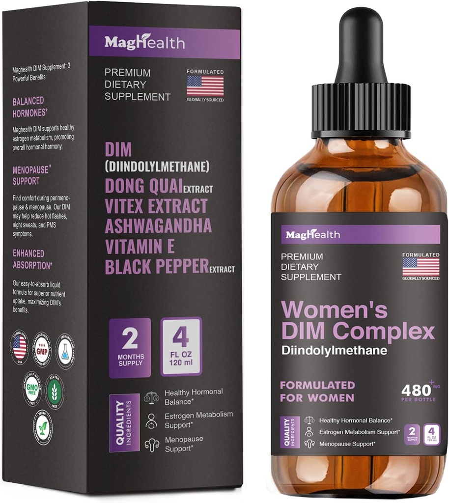 Doplnok DIM s Ashwagandha, Dong Quai, Vitex Extracts, 200mg Diindolylmetán - Hormonálna rovnováha, Menopauza Doplnky - PMS & Antioxidant Podpora - Ženy a muži 60 Day Supply