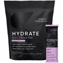 Športový výskum® Hydrate Electrolytes prášok pakety - bez cukru a prirodzene ochutené vitamínmi, minerálmi a kokosovou vodou - podporuje hydratáciu - 16 paketov - vášeň ovocie
