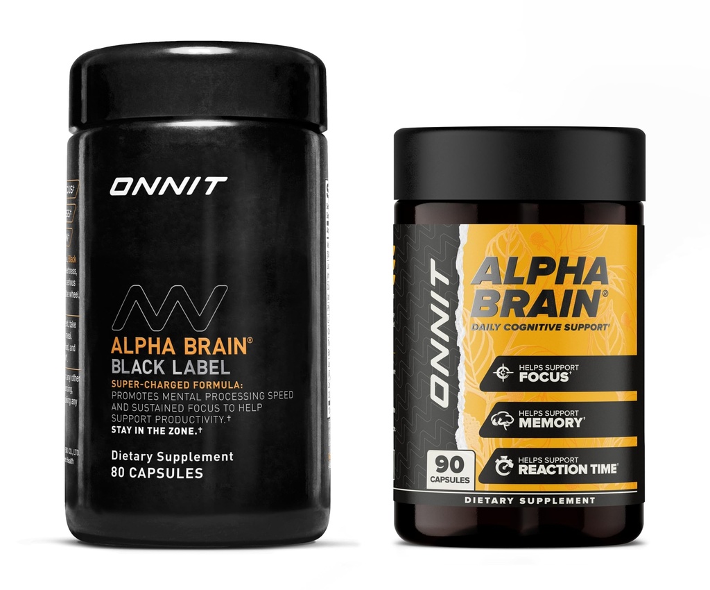 ONNIT Premium Alpha Brain Bundle - Nootropic Brain Supplement (90 Ct) + Black Label Citicoline Mental Speed, Attention & Cognitive Suplement (80 Ct) - podporuje zaostrenie, koncentrácia a pamäť