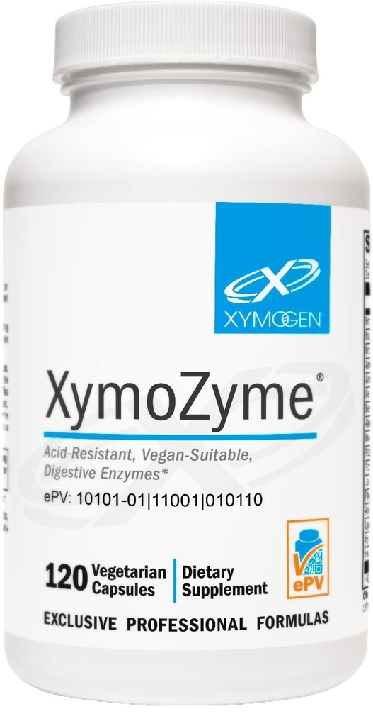 XYMOGEN XymoZyme - Digestívne enzýmy pre ženy a mužov s proteázou a hypromelózami - Acid Resistant, Vegan Digestive Enzymes for Gut Health & Bloating Relief (120 kapsúl)