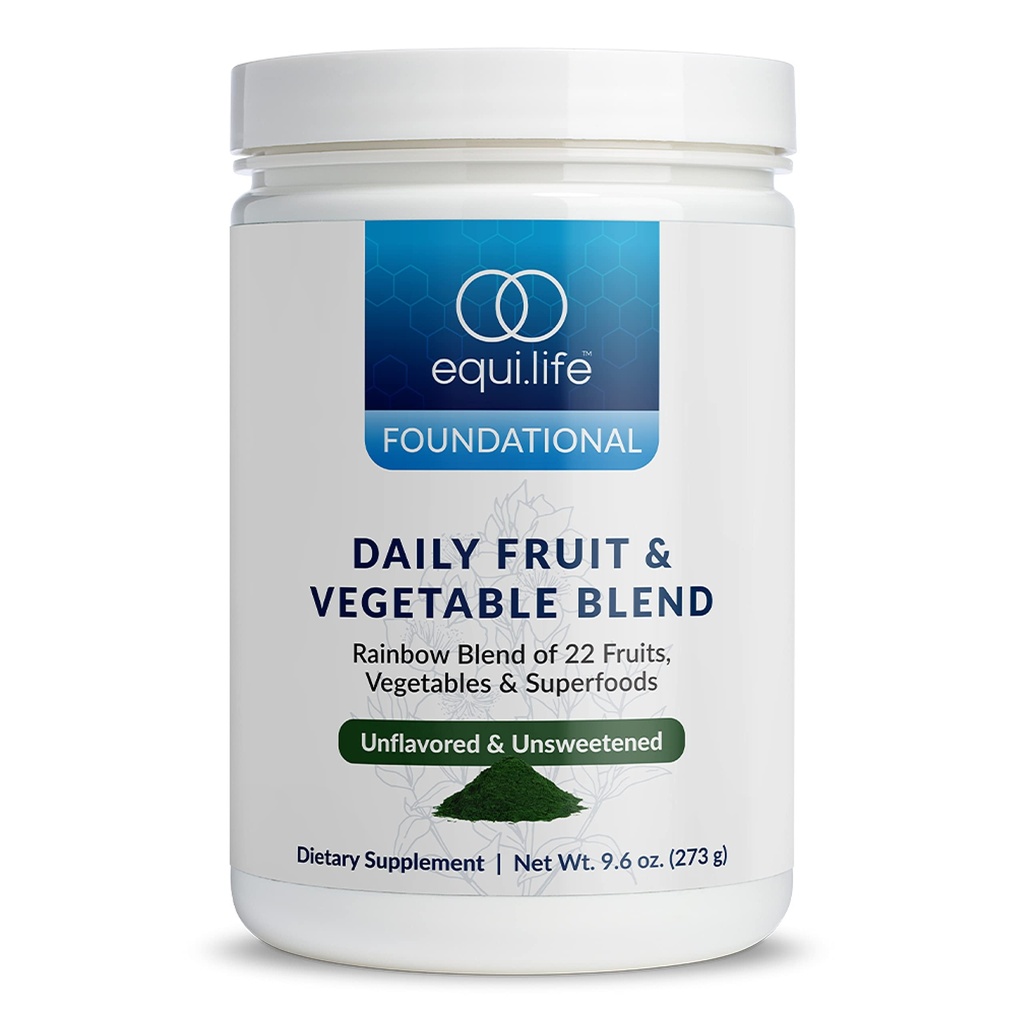 Equilife Daily Fruit & Gristel Blend, Superfood Antioxidant Supplement with 22 Organic Fruits & Green, Unflaved, Vitamín C, Fiber, 9 Essential Amino Acides, Supports Energy, 30 Servings Tub
