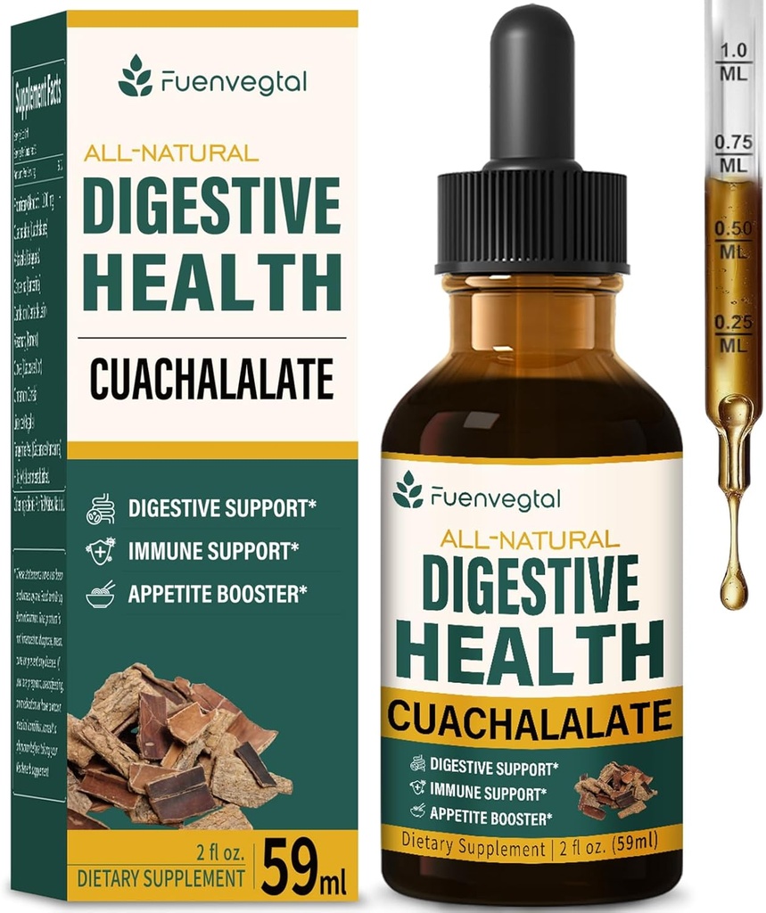Cuachalalát Digestívne kvapky: Bylinné doplnky w/Licorice Root, Púpava, Klobúka, Racerina, & Kalawalla Extrakty pre Upset Žalúdok Relief, žalúdočné zdravie, & Imunitný systém Podpora. 2oz