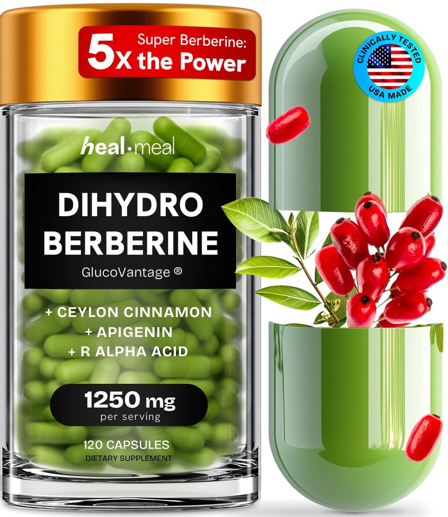 Dihydroberberberberbínové doplnky - Dehydroberberberine Organic - Super Berberine Supplement with Ceylon Carmon & R Alpha Lipoic Acid & Apigenin - Hydroberberberine 120 caps (1 balenie)