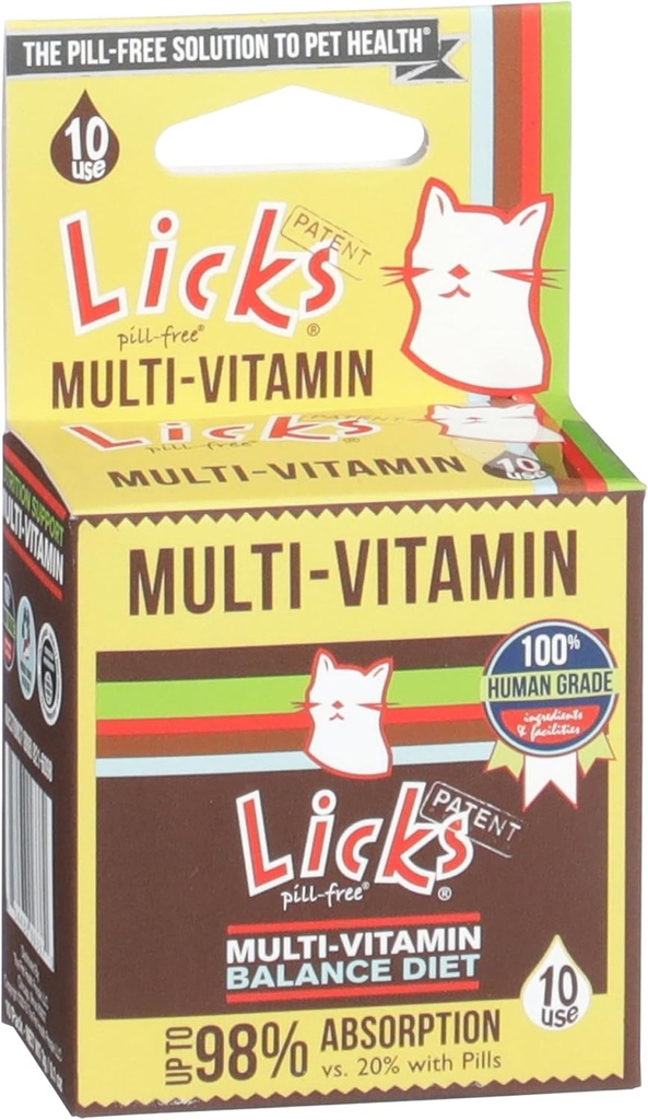 Licks Pill-free Cat Multivitamín - Cat Supplement with Vitamin C, D, and Calcium - Multivitamín Pet Supplies - Gél Pakets - 10 Použitie