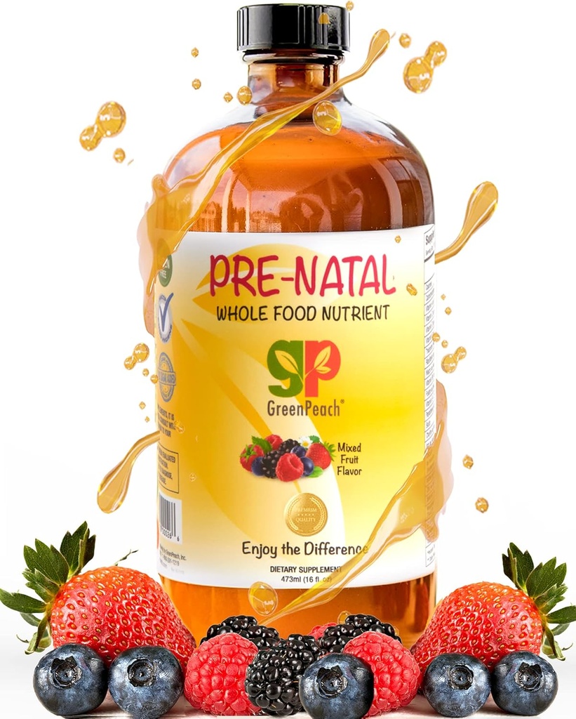 Organické tekuté prenatálne vitamíny pre ženy - prenatálne železo a folát, pre Natal Multivitamín pre ženy, prenatálny multivitamín pre ženy, vegánske prenatálne halálne Kosher prenatálne vitamíny, 32