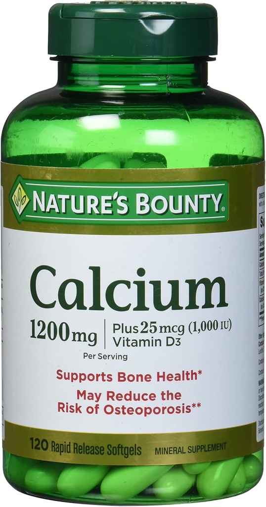 Nature's Bounty Calum Absorbable 1200 mg with Vitamin D liquid filled, 120 count