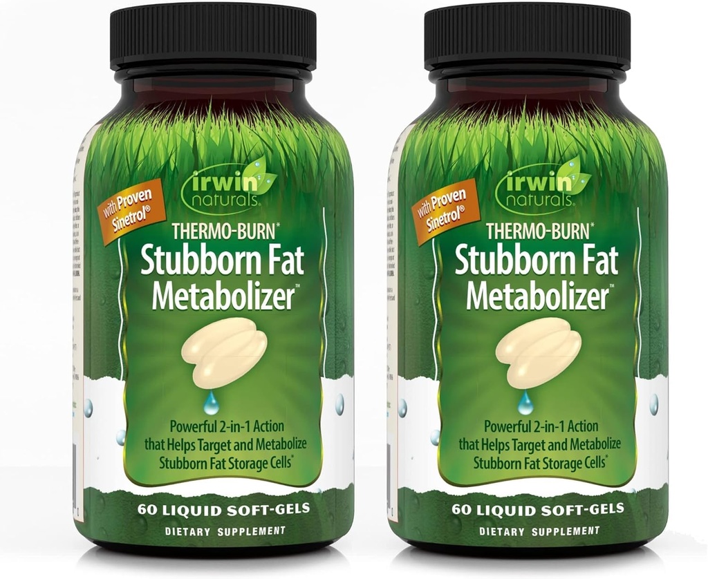 Irwin Naturals Thermo-Burn Stubborn Fat Metabolitzer - 60 Liquid Soft-Gels, Balenie 2 - Pomáha Target & Metabolite Stubborn Tuk Storage Cells - 40 Celkové služby