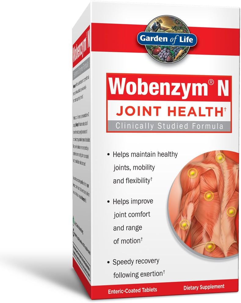 Garden of Life Joint Supplement for Men and Wobenzym N Systemic Enzymes, Clinically Studied Formula for Healthy Joints, Mobility, Flexibility, Post-Exercise Recovery, Gluten Free, 100 tabliet