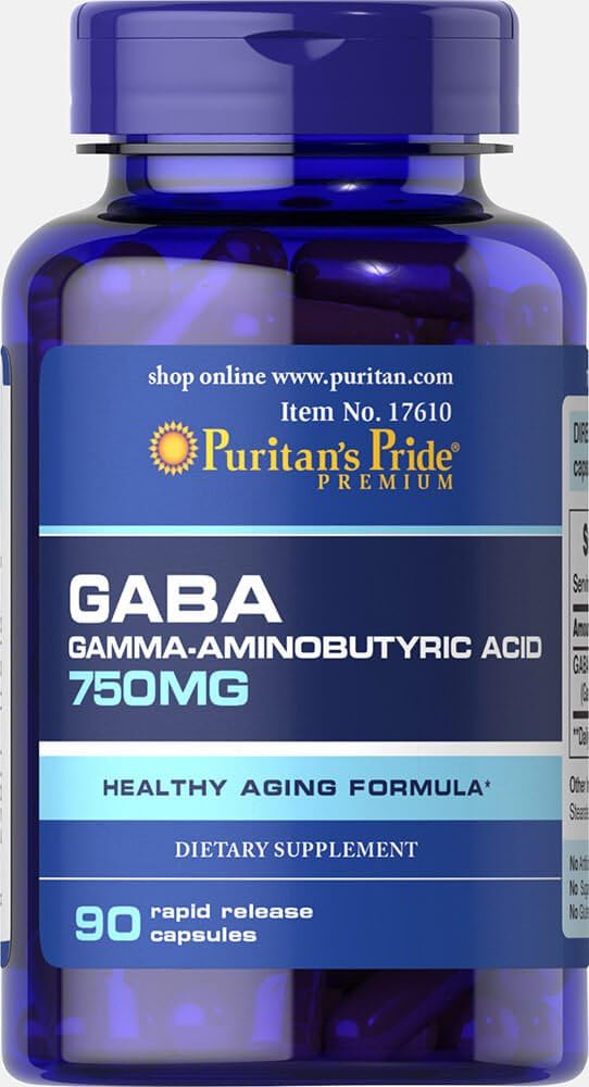 Puritáni Pride Gaba Gamma Kyselina aminomaslová 750 Mg Kapsule, 90 Počet