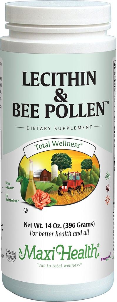Maxi Health Lecitin & Bee Pollen - Podpora mozgu, energie a trávenia - 14 Oz Powder - Kosher