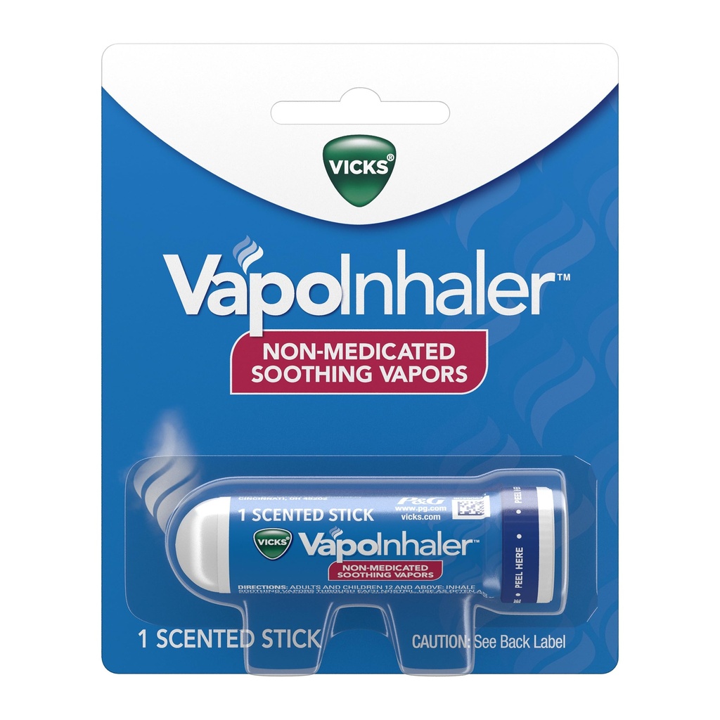Vicks VapoInhaler, prenosný inhalátor nosa, nemedikovaný, upokojujúci vapor, mentolová vôňa, 1 gróf
