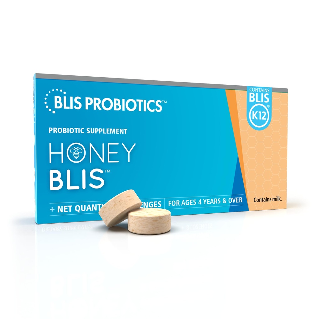 BLIS HoneyBlis perorálne probiotické hrdlo Lozenges - Manuka Honey, K12, Immune Support - 16 Lozenges
