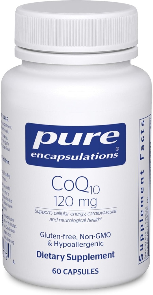 Pure Encapsulations CoQ10 120 mg - Koenzým Q10 Supplement for Heart Health, Energy, Antioxidants, Brain & Memory Health - Cellular Health, Cognition & Cardiovaskulárna podpora* - 60 Kapsule