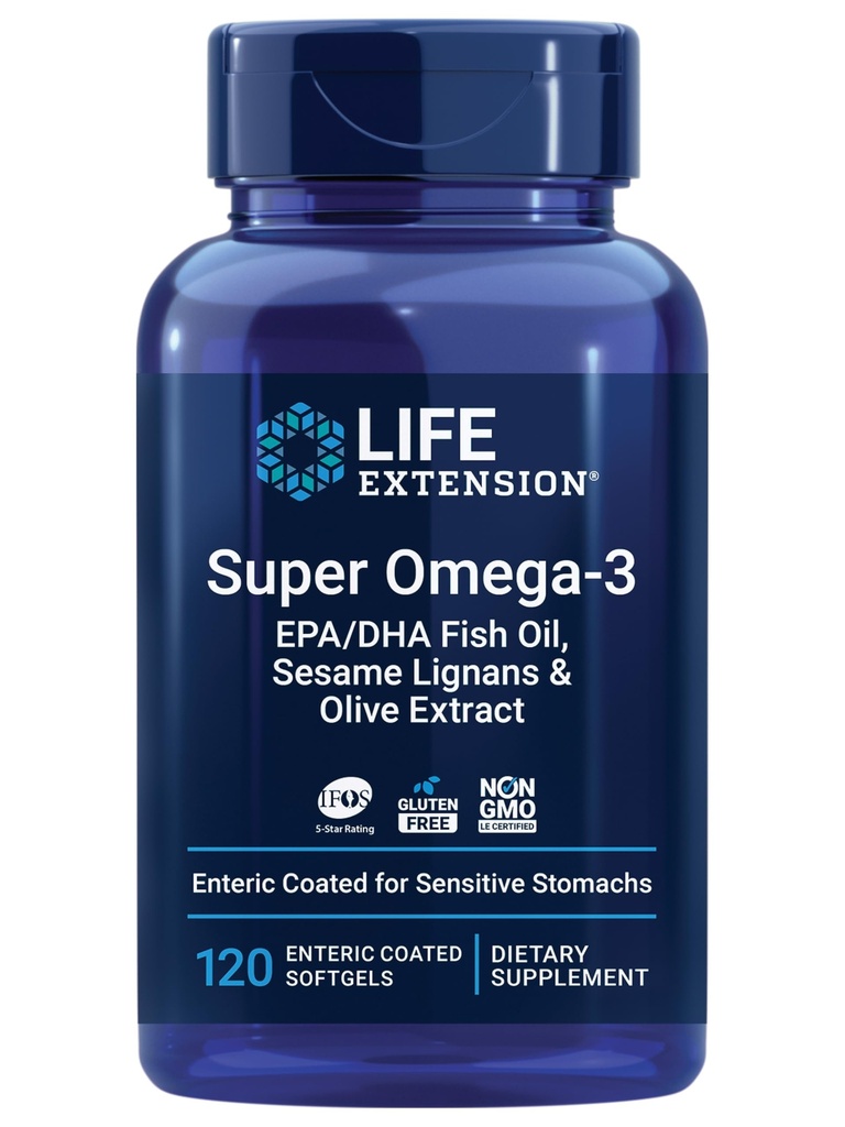 Life Extension Super Omega-3 EPA/DHA Fish Oil, season Lignans & Olive Extract 