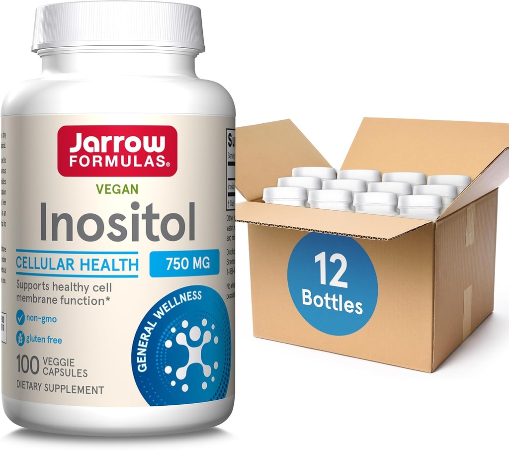 Jarrow Formules Inozitol 750 mg, Dietary Supplement, Liver Support for Cellular Health and General Wellness, 100 Veggie Capsules, Až 100 Day Supply (Pack OF12)