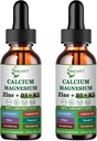 Vápnik Magnézium Zinok Tekuté kvapky, Tekutý Magnézium Glycinát 500 mg Vápnik 1000 mg s vitamínom D3,K2,B6,B12,Coq10,6X Silnejšie ako Gummies Kapsule (2 balenia)