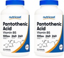 Nutricost Kyselina pantoténová (vitamín B5) 500 mg, 240 kapsúl (2 fľaše)