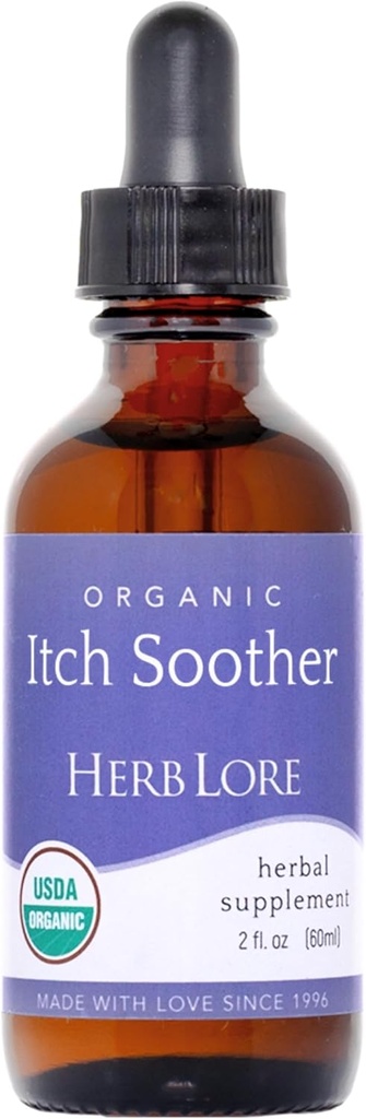 Herb Lore Organic Itch Sother Tinture - Upokojuje svrbenie Tehotenstvo Koža a vyrážka, tekuté mlieko bodka, púpava a žltá dok Pečeň podpora doplnok kvapky (2 fl oz)