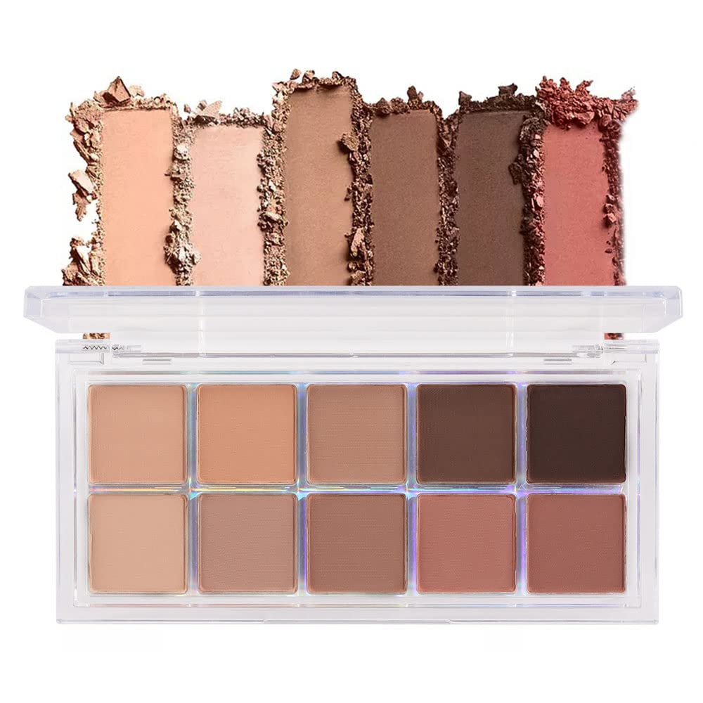 BINGBRUSH 10 Farby hnedý očný tieň Paleta, Teplé Toned High Pigmented Matte Eyeshadow, Prírodné neutrálne očné tiene Ultimate Make-up Paleta, vibrujúce tvoria Palety Kit