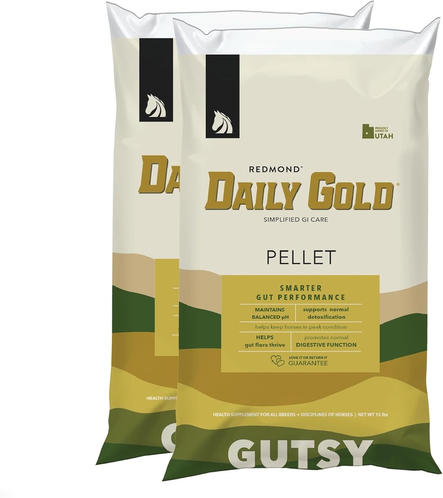 REDMOND Denné Gold Pellets Relief, Prírodné liečiace Clay pre žalúdočné vredy u koní (2 balenia)