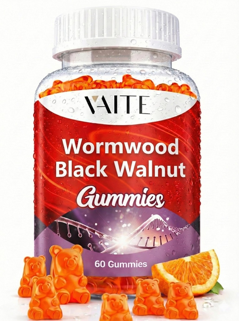 Black Walnut Wormwood Gummies - Bylinné doplnky s Artemisia Annua Herb & Juglans nigra Hull pre trávenie Wellness & Natural Body Čistenie, Non-GMO & Gluten Free Supplements - 60 Gummy Chewables