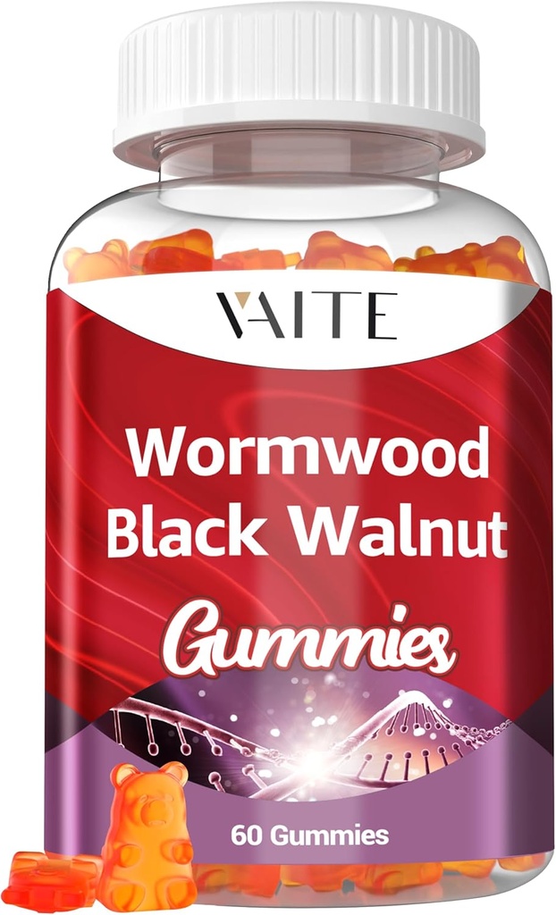 Black Walnut Wormwood Gummies - Bylinné doplnky s Artemisia Annua Herb & Juglans nigra Hull pre trávenie Wellness & Natural Body Čistenie, Non-GMO & Gluten Free Supplements - 60 Gummy Chewables