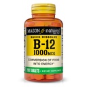 MASON NATURAL B12 1000 mcg Tablety rýchleho rozpúšťania pre zdravú konverziu potravín na energiu, 200 dní dodávky