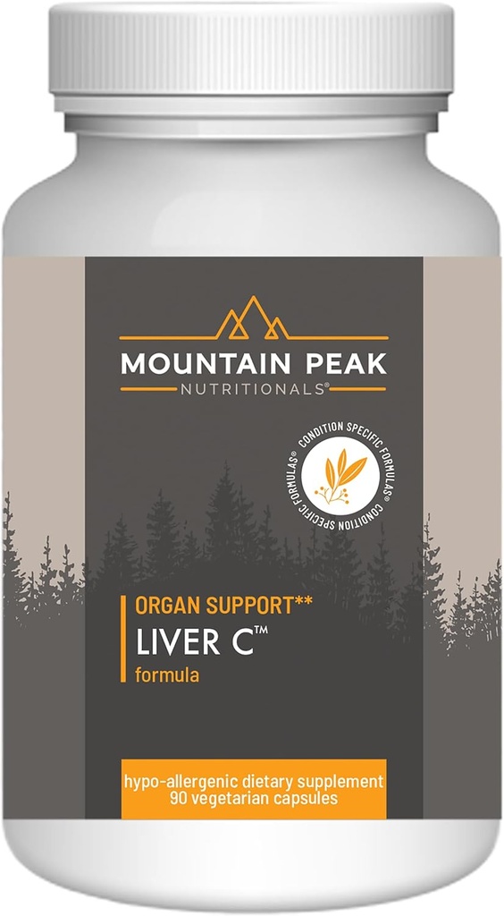 Mountain Peak Nutritionals Pečeň C - Organ Supplement pomáha udržiavať zdravú funkciu pečene a výrobu energie - w/Silifos® & Huby - Hypoalergénne Dietary Supplement (90 Vegetariánskych kapsúl)