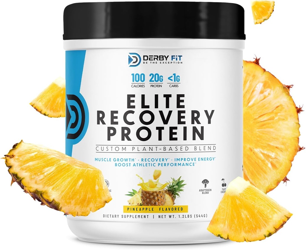 Derby Fit Elite Recovery Protein Clean, Low Carb Recovery Protein Powder for Women & Men - Gluten Free, Vegan, Dairy Free, Ananeal Delight - 20 Servings (Pack of 1)