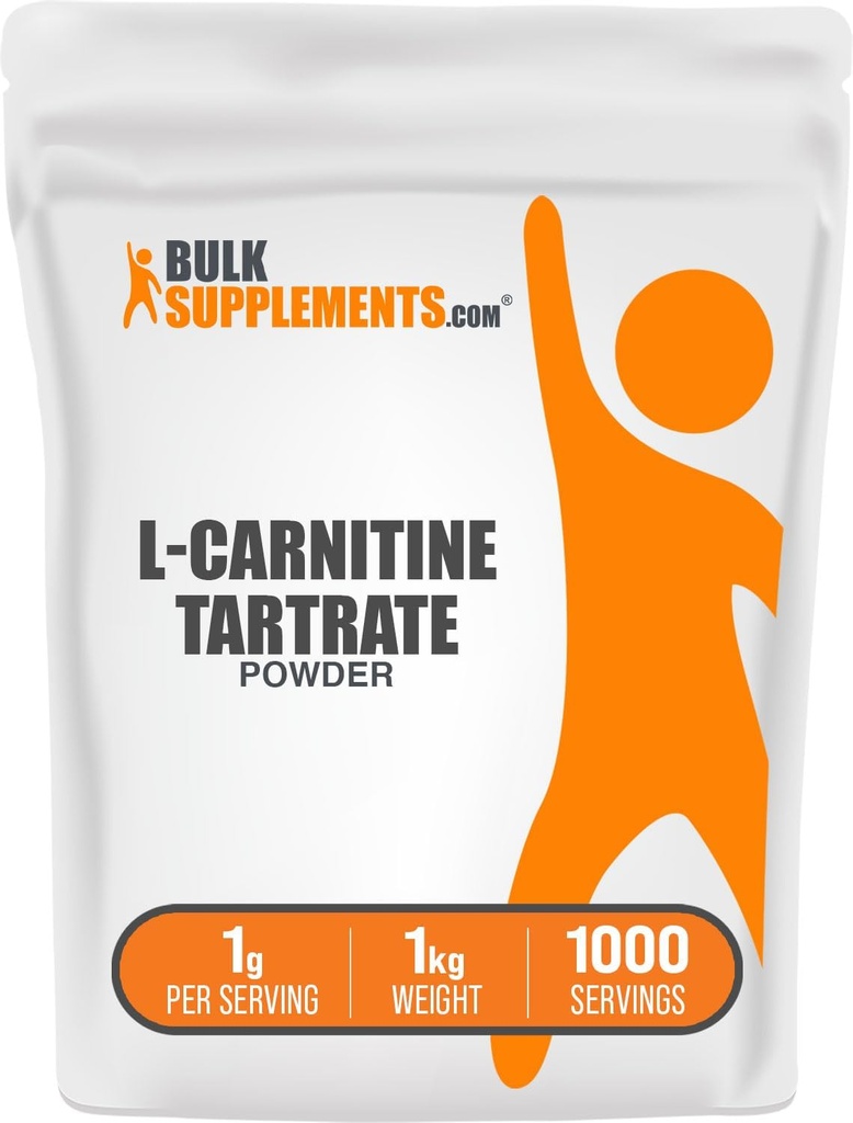 BulkSupplementments.com L-karnitín Tartrate Powder - Amino Acid Powder, Carnitine Supplement - Unflavred & Gluten Free, 1g per Serving, 1kg (2,2 lbs) (Pack of 1)