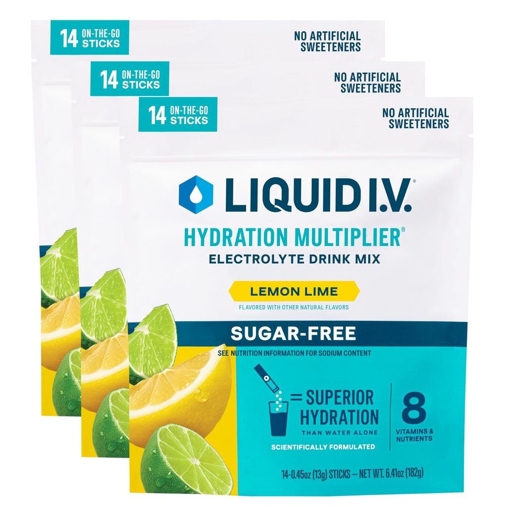 Tekuté I.V.® Hydratácia Multiplier® Bez cukru - citrónová vápno - Hydratácia Powder Packets 