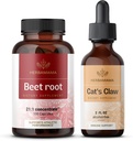 HERBAMAMA Repný koreň a mačacie pazúry Kit - Bundle 21:1 Koncentrovať koreň repy a mačacie pazúr Tincture 2 fl oz - Vegan, non-GMO, cukor a alkohol-free - 2 balenie