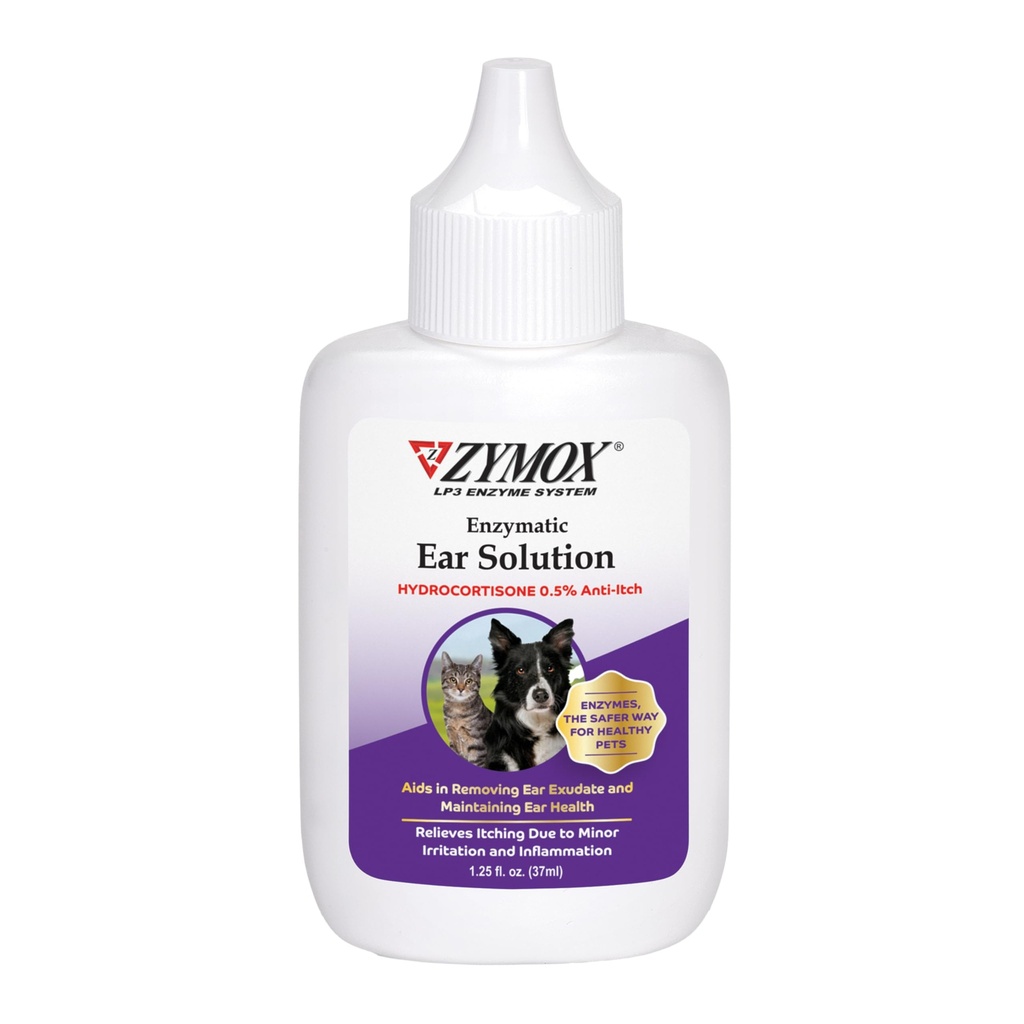 ZYMOX Enzymatický ušný roztok s 0,5-percentou hydrokortizónom, pre psov a mačky, 1,25 oz
