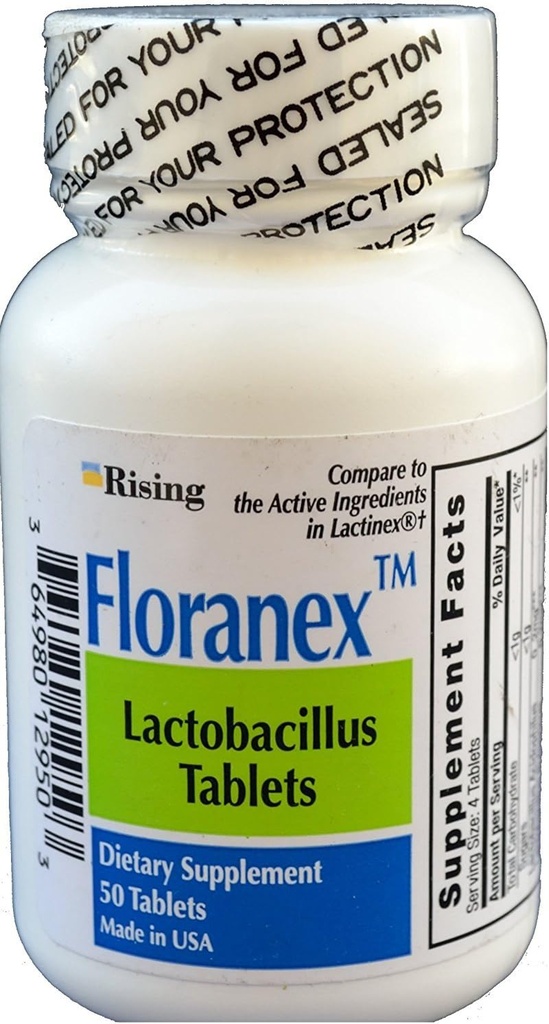 Floranex Probiotic for Colon Health Generic for Lactinex 50 Tablets per Bottle