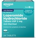 Amazon Basic Care Loperamide Hydrochlorid Tablets, 2 mg, Anti- Diareal, 24 Počet (Pack of 1) (Packaging sa môže líšiť)