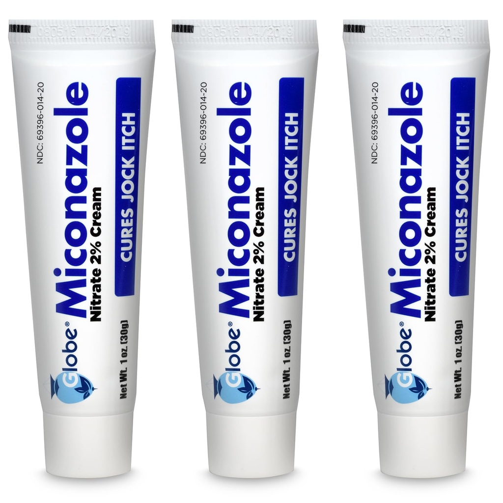 Mikonazol Globe (3 balenia) Dusičnan 2% krém 1 oz, Cures väčšina športovcov nohy, Jock svrbenie, Ringworm a ďalšie.