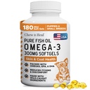 Wild Caught Omega 3 Fish Oil od Psy - 180 Softgel Kapsule od Healthy Skin and Coat - 300 mg Mini Dog Fish Oil Pills for Shedding, Suchá svrbenie kože, and Hot Spots - Pet Omega Salmon Supplement