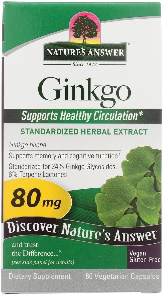 Prírodná odpoveď Ginkgo Leaf Vegetariánske kapsule, 60-Count