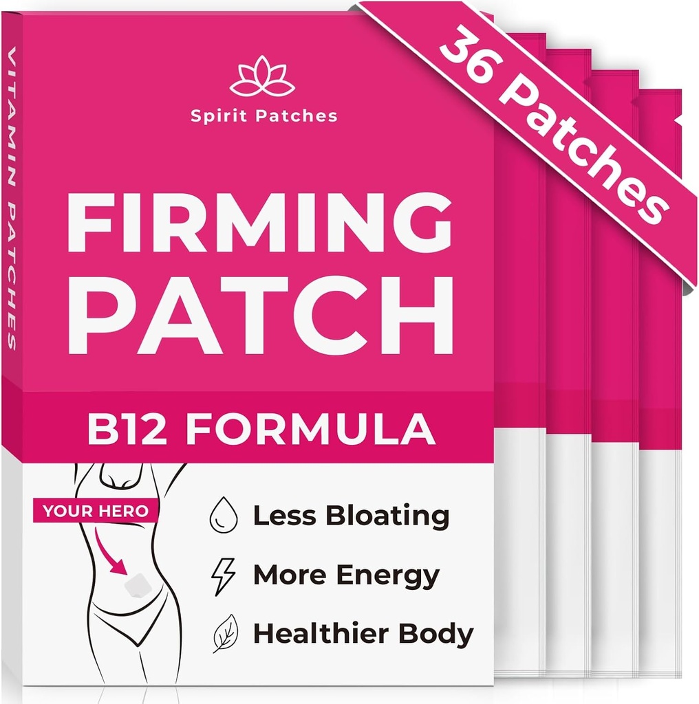 Firming B12 Patches (Pack of 36) - 100% Prírodné vitamíny záplaty pre ženy, Energia a Podpora tela, Self-Adhesive Transparentné záplaty - Vylepšená formula