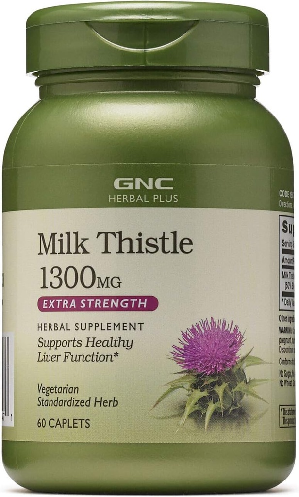 GNC bylinné Plus mlieko bodka 1300mg doplnok, extra sila, vegetarián, podporuje zdravé funkcie pečene, 60 slúži