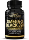 FREZZOR Omega 3 Black - Green Lipped Mussel Oil Capsules, Made in New Zealand, UAF1000+, Joint Care & Relief, Heart & Immune Support, No Fishy Dochute, 320 count (Pack of 1)