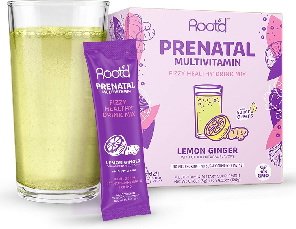 Okorenené - prášok prenatálny vitamín - tehotenstvo Multivitamín s 25 Vitamíny a minerály A, C, D, E, B12, B6, K, železo, folát, probiotiká, organické Super zelené 