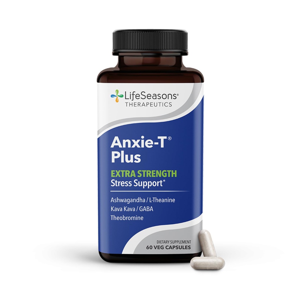 Anxie-T Plus - Extra Strength Relief - Podpora Mood & Mental Focus - Pocit kľudu a relaxácie - Napätie a nervozita - Ashwagandha, Kava Kava, GABA & L-Theanine - 60 Kapsule