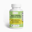 Ženšen a Ginkgo Biloba. 30 Služieb. 2-in-1 Non-Caffeinated Energy and Focus Supplement - Energy Booster, Mental Clarity, and Mood