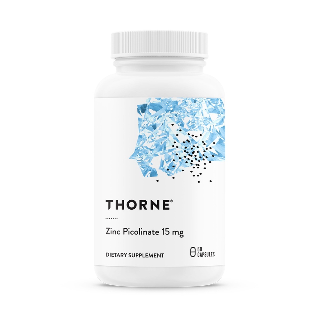 THORNE - Pikolinát zinočnatý 15 mg - Vysoko Absorbovateľný doplnok zinku - Podpora imunitného systému, oko, koža a reprodukčné zdravie* - Tretia strana Certified - Gluten, Dairy & Soy-Free - 60 kapsúl