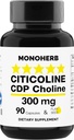 MONOHERB Citicolín CDP Cholín 300 mg/ Kapsula - 90 Vegetariánskych kapsúl