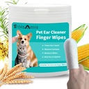 TroisAmis pet čistenie ucha prst utierky pre psa a mačky, hrubý pes čistenie ucha uší utrie s jemným a prírodnou ingredienciou, odstrániť ušný vosk, Debris-Sooth &Deodorize-Uľaviť v ušiach svrbenie a zápal-50 Počet